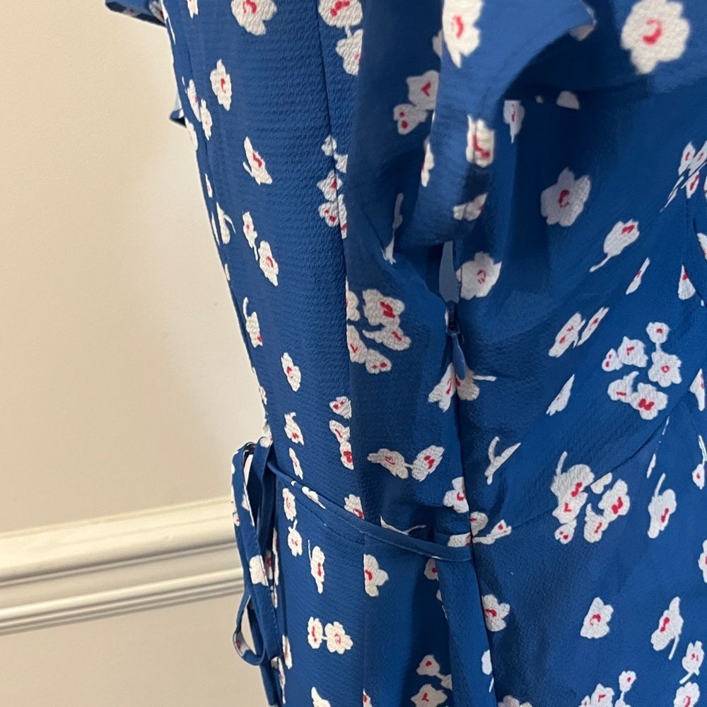 NWT French Connection Floral Blue Wrap Dress Size 12 L Large - Picture 5 of 11